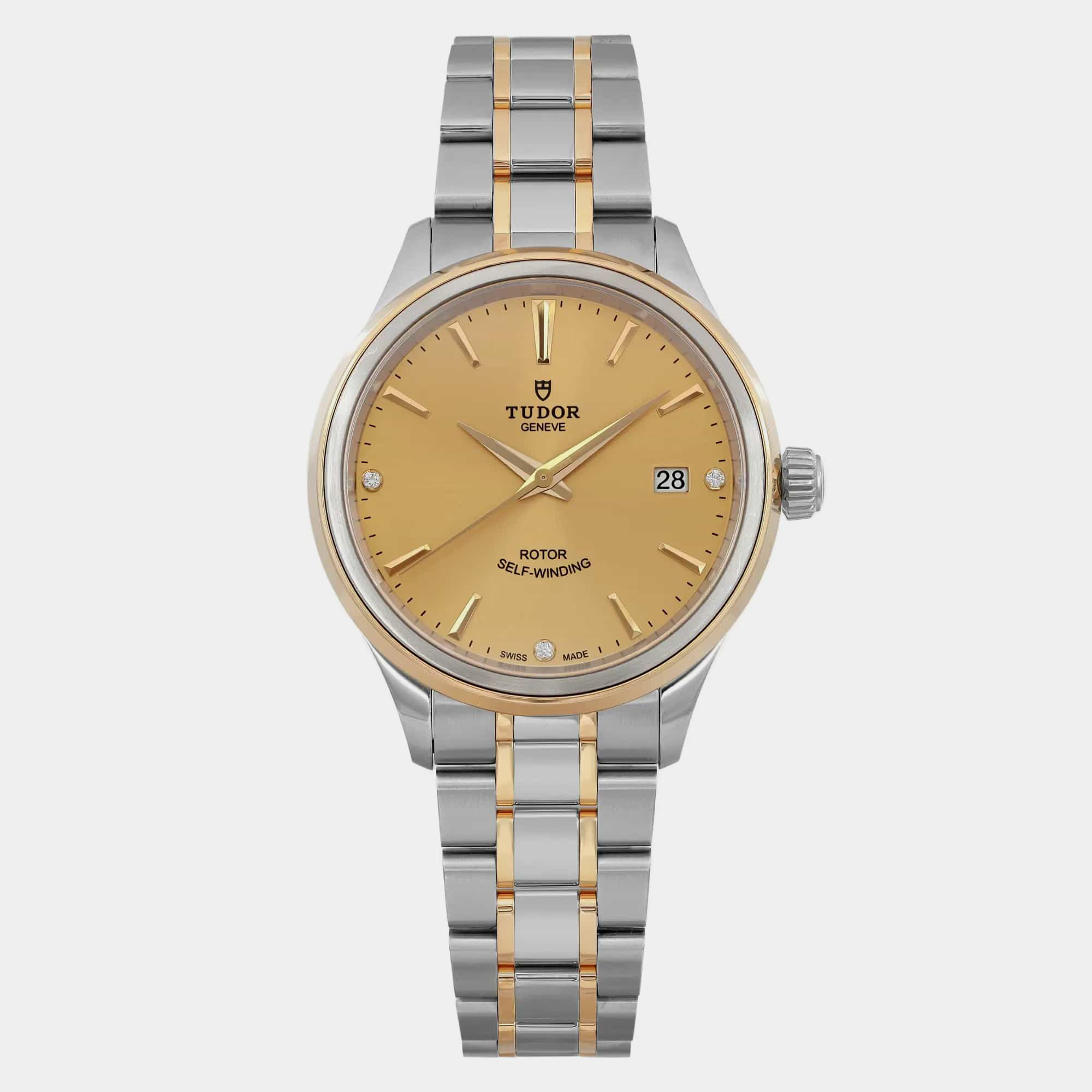 

Tudor Champagne 18K Yellow Gold Stainless Steel Style 12503-0004 Automatic Men's Wristwatch 38 mm