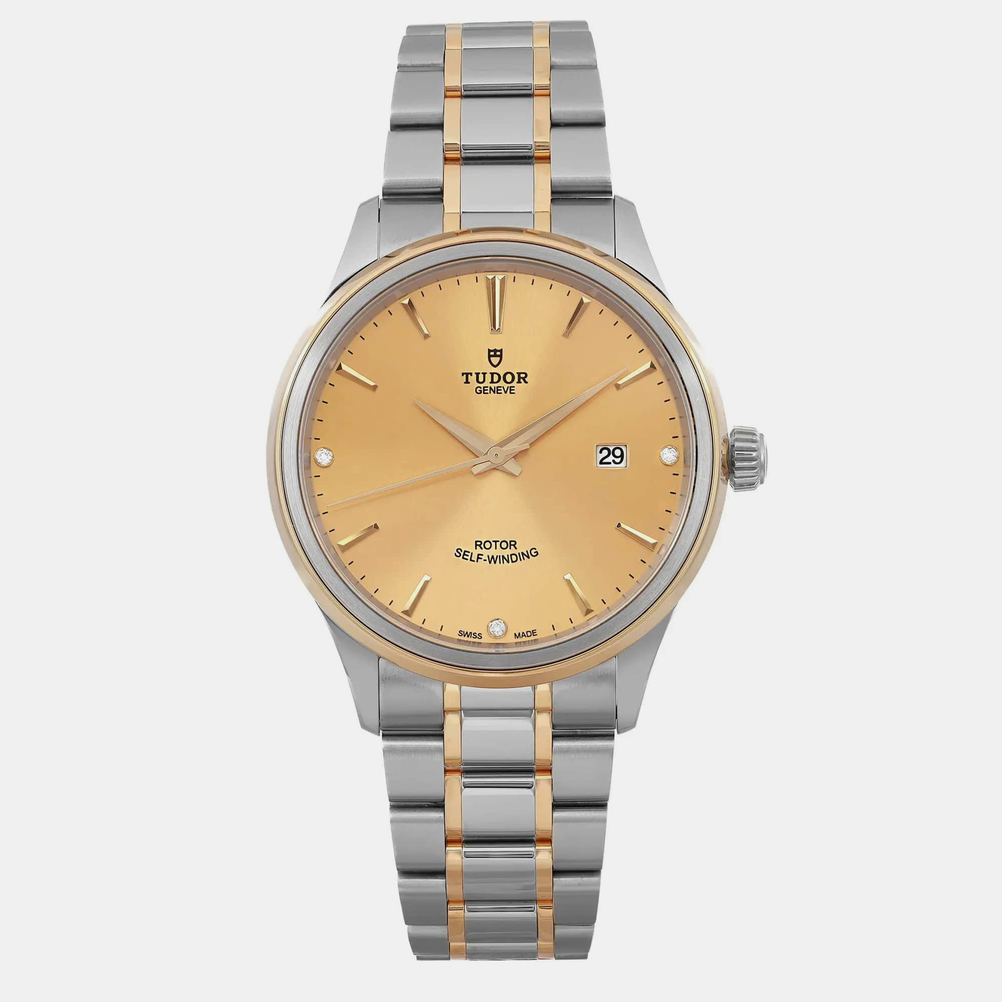 

Tudor Champagne 18K Yellow Gold Stainless Steel Style 12703 Automatic Men's Wristwatch 41 mm