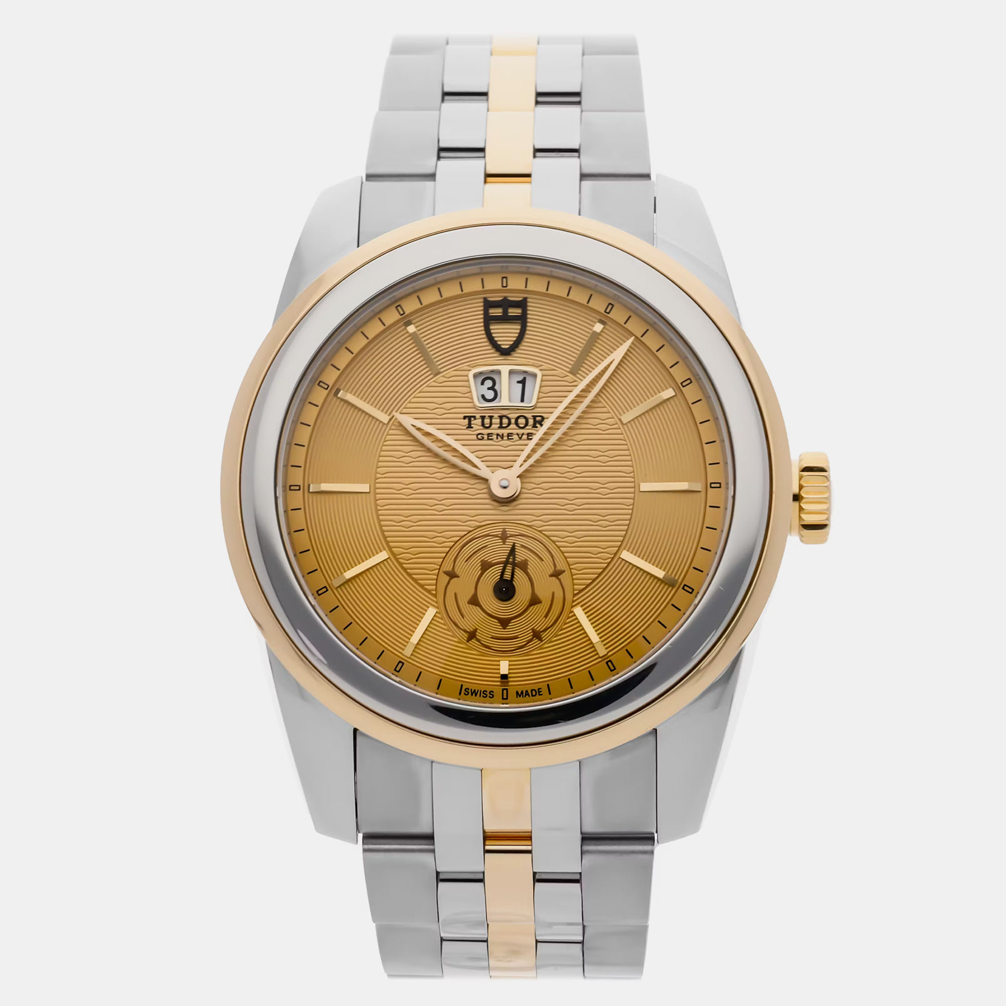 Click to view more detailed imagery on our partner's website Pre-owned Tudor Glamour 57103 Yellow Automatic 18k Yellow Gold Stainless Steel Men's Wristwatch 42 M