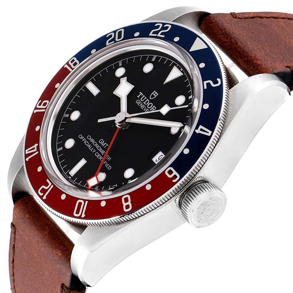 

Tudor Black Leather and Stainless Steel Heritage Bay GMT