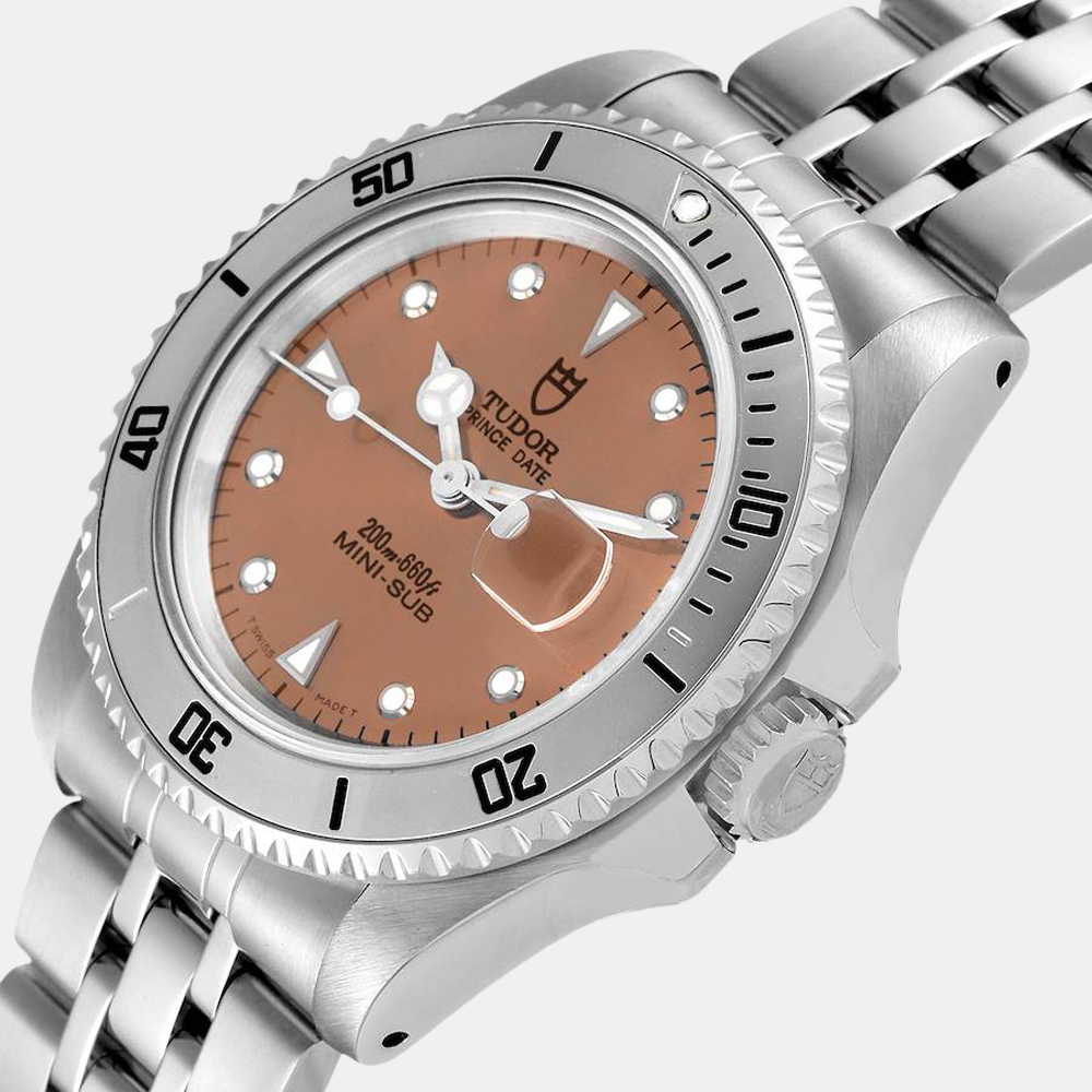 

Tudor Salmon Stainless Steel Prince Date Mini Submariner 73190 Men's Wristwatch 34 mm, Pink