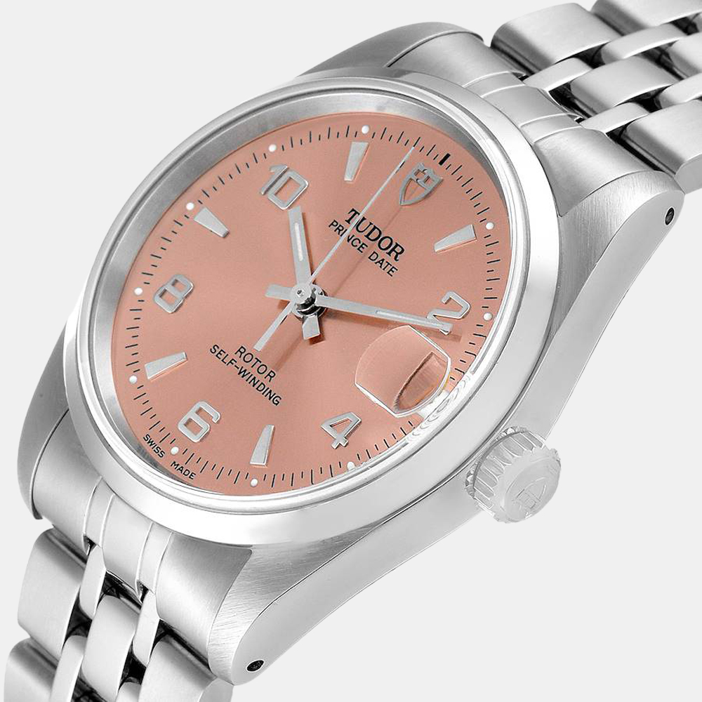 

Tudor Salmon Stainless Steel Prince Date 72000 Men's Wristwatch 32 mm, Pink