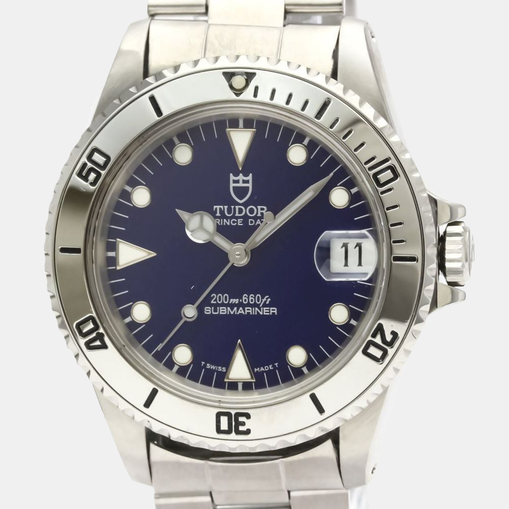 

Tudor Blue Stainless Steel Submariner 75190 Automatic Men's Wristwatch 36 mm