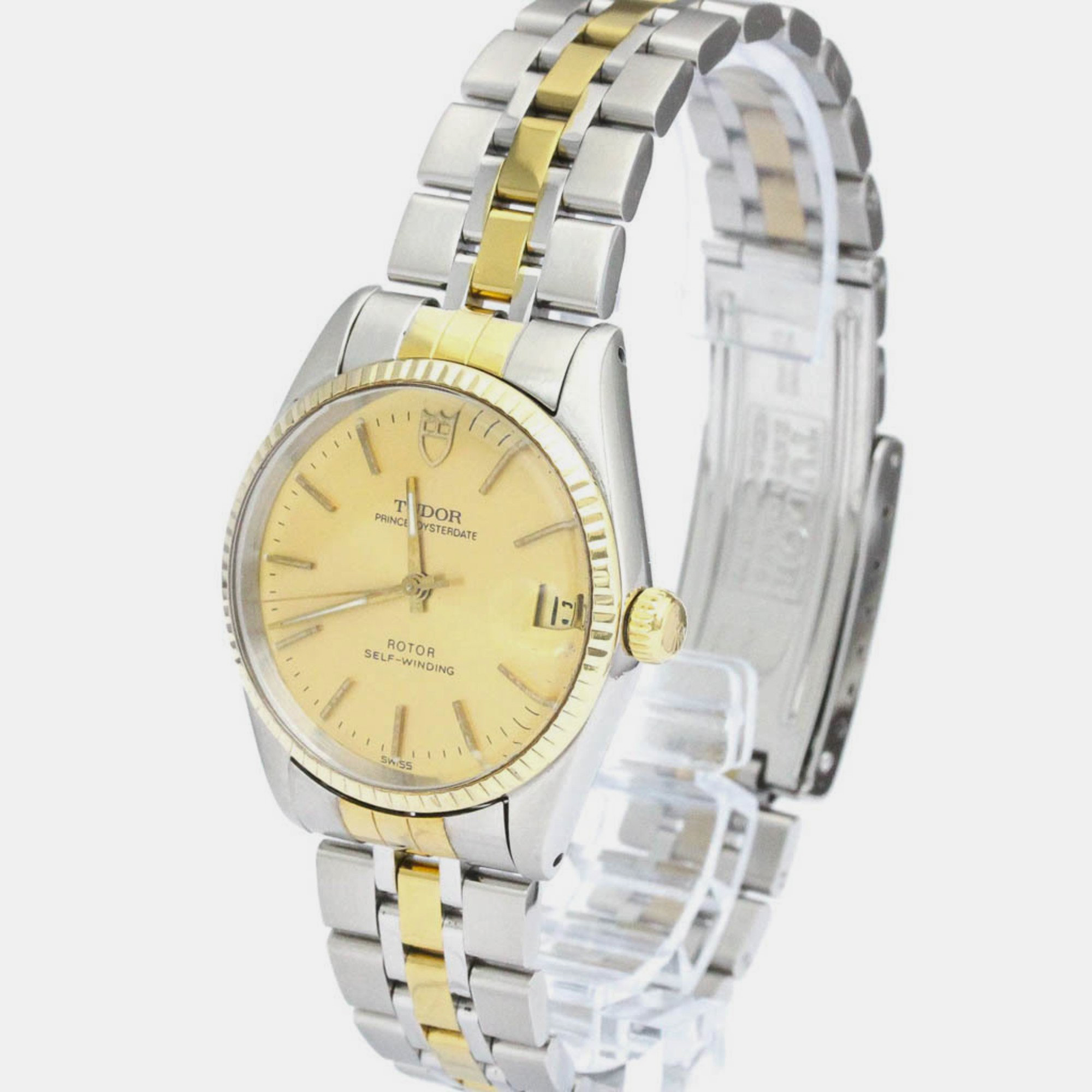 

Tudor Gold 18k Yellow Gold And Stainless Steel Prince Oysterdate 75403 Automatic Men's Wristwatch 32 mm