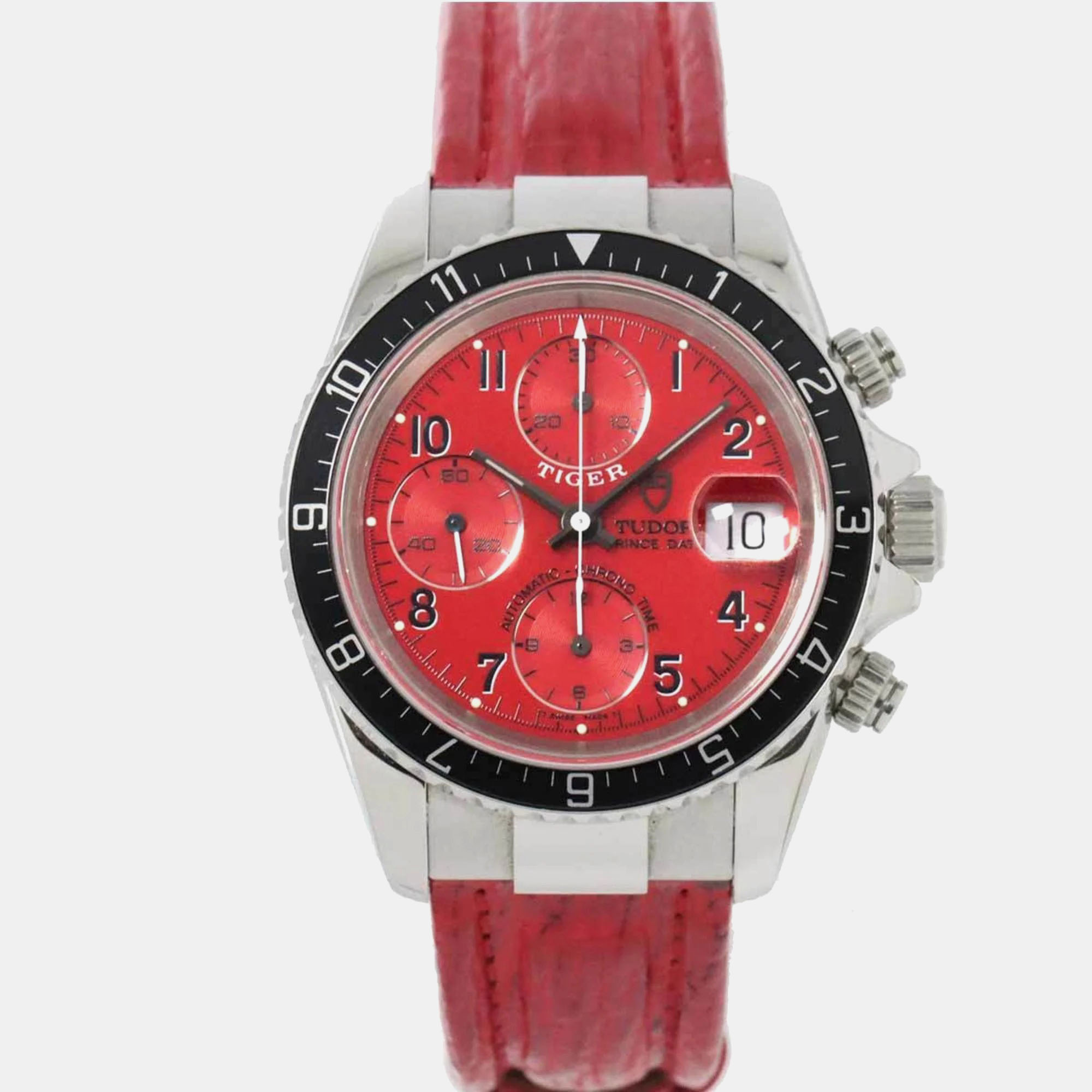 

Tudor Red Stainless Steel Chrono Time Tiger Prince Date 79270P Men's Watch 40 mm