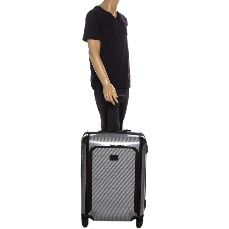 

TUMI Grey Carbon Fiber Effect Hardcase 4 Wheel Tegra Short Trip Expandable Packing Case Luggage