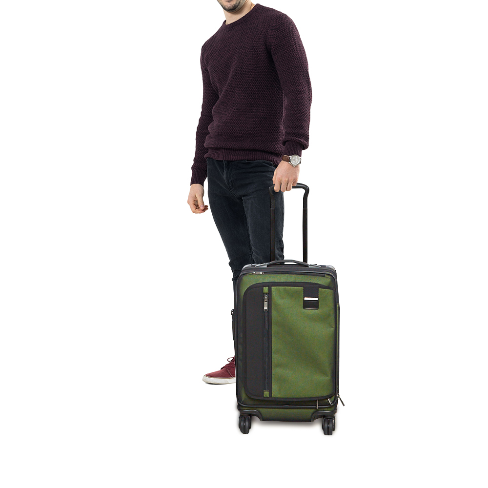 

TUMI Metallic Ombre Green/Black Mesh and Nylon Merge International Expandable Carry On Trolley Suitcase