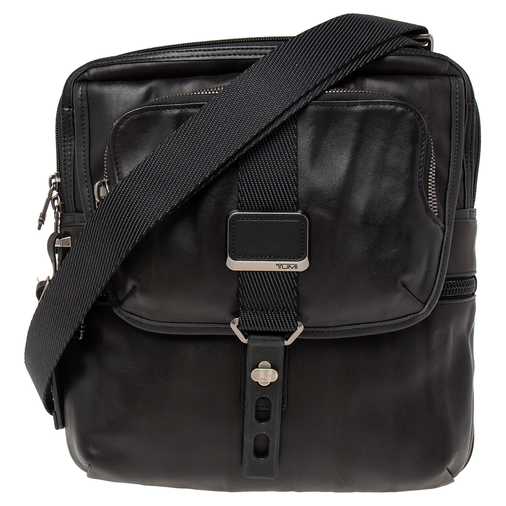 Pre-owned Tumi Black Leather Alpha Bravo Arnold Zip Messenger Bag ...
