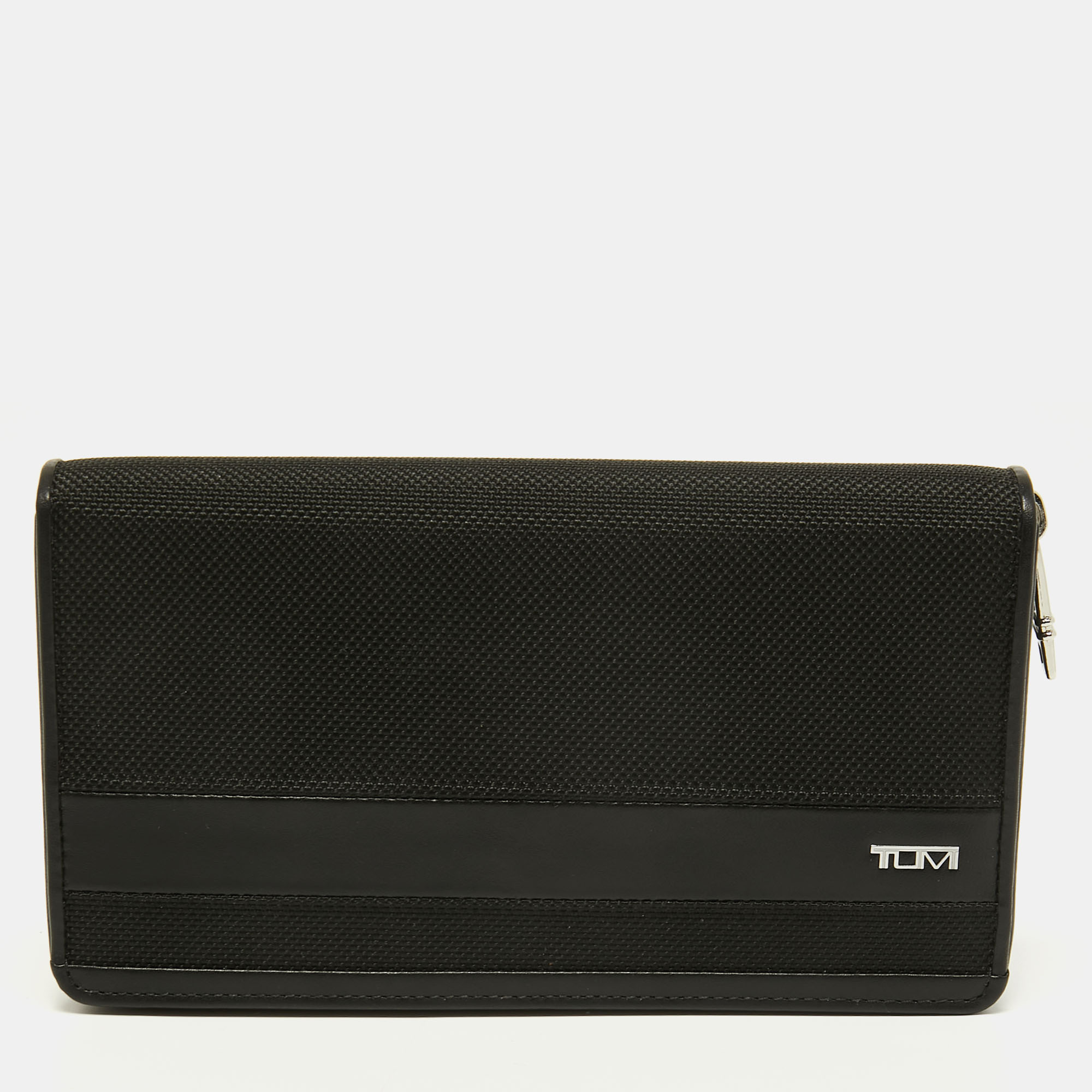 Pre-owned Tumi Black Nylon And Leather Travel Zip Around Wallet