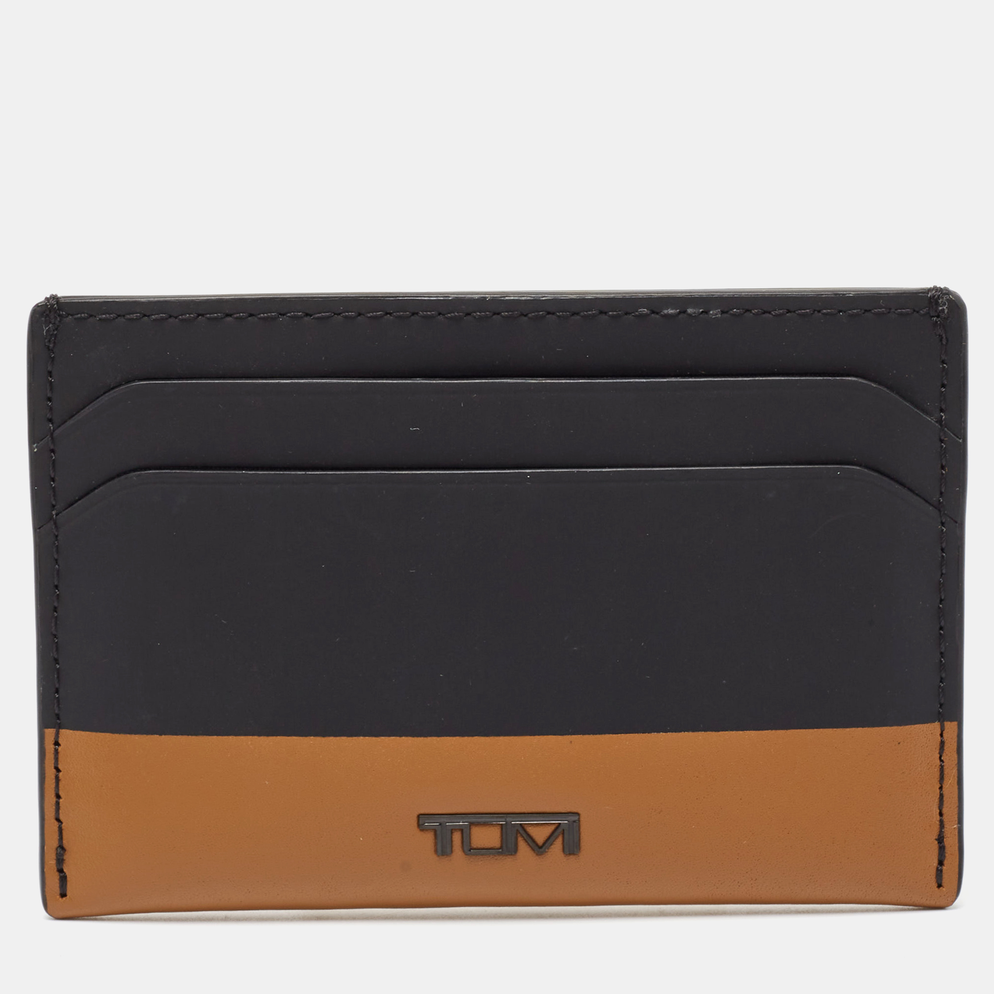

Tumi Black/Brown Leather Logo Card Holder