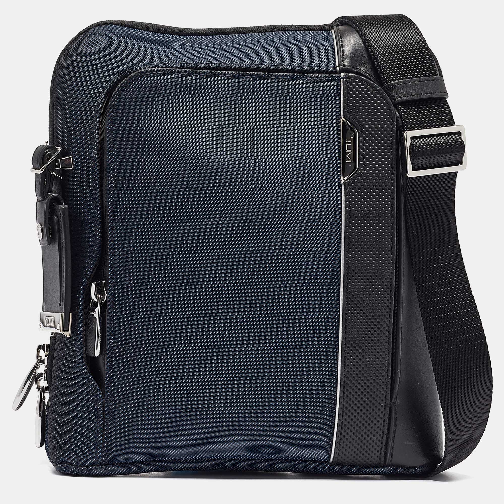 

TUMI Blue/Black Nylon and Leather Arrive Olten Messenger Bag