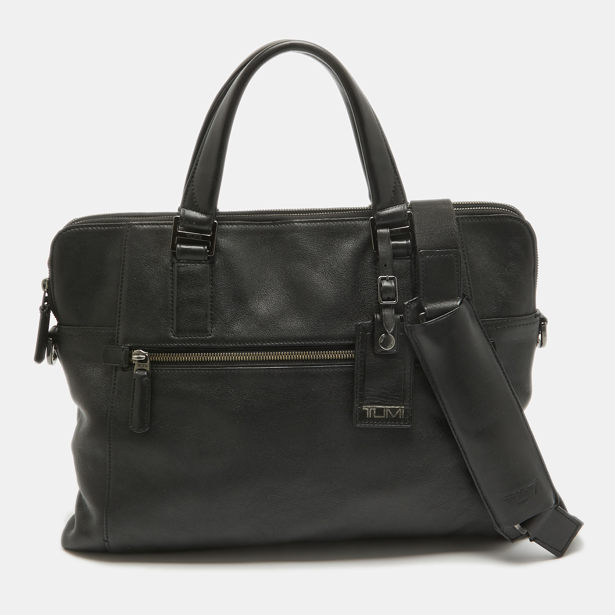 

TUMI Black Leather Beacon Hill Slim Briefcase Bag