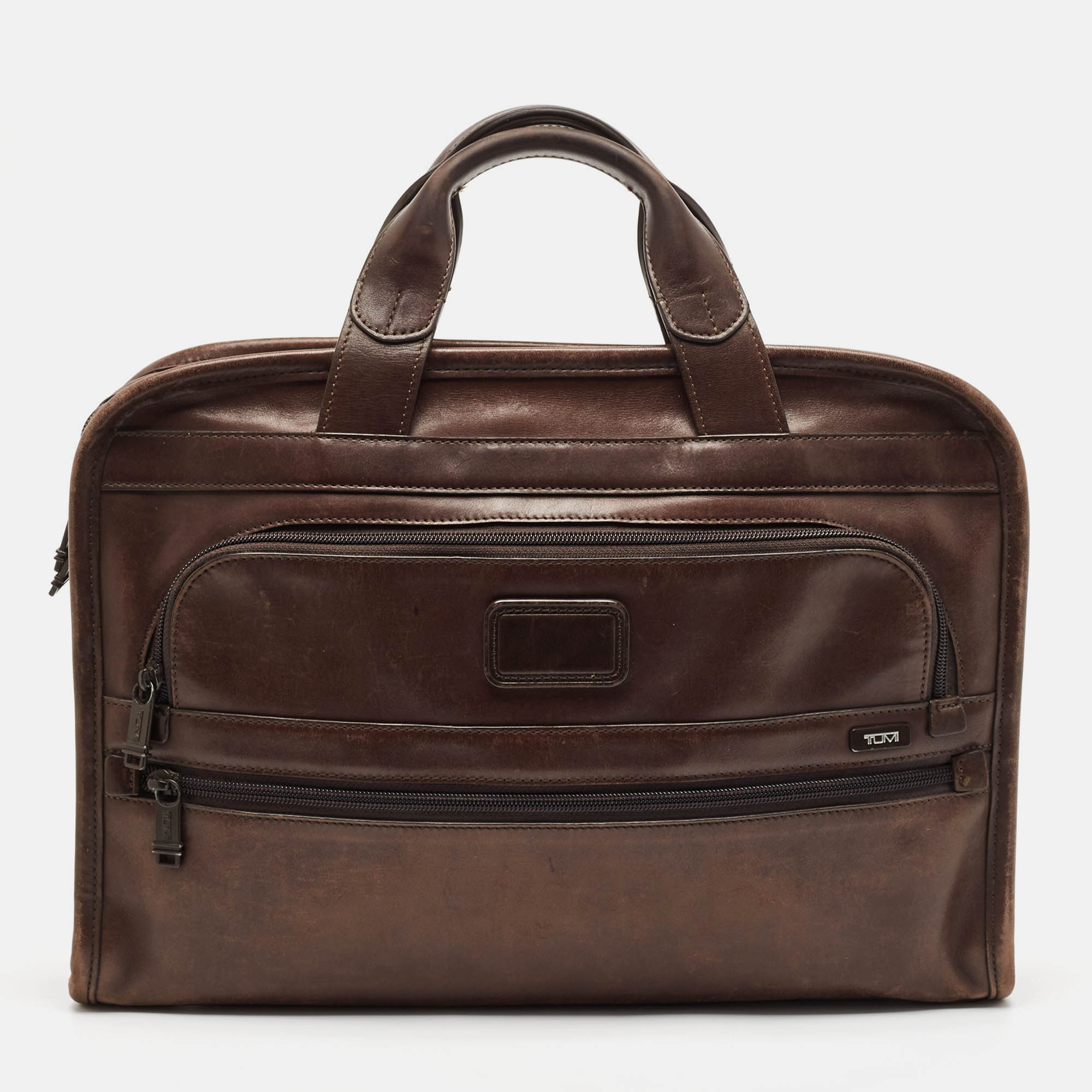 

TUMI Brown Leather Alpha Slim Briefcase