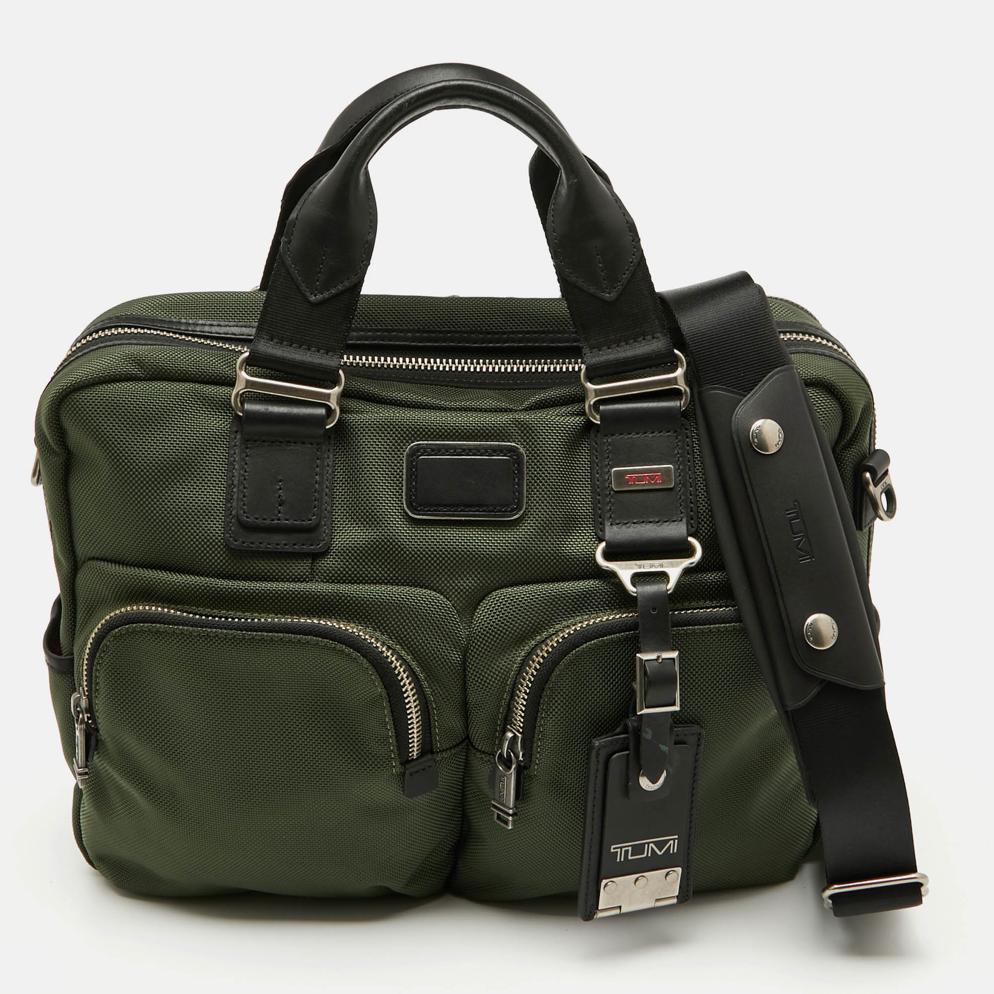 

Tumi Olive Green Fabric Alpha Bravo Everett Essential Briefcase