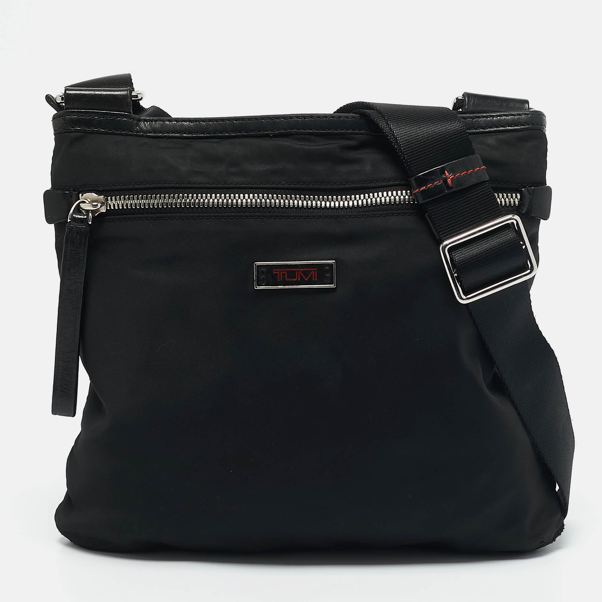 

TUMI Black Nylon Flat Crossbody Bag