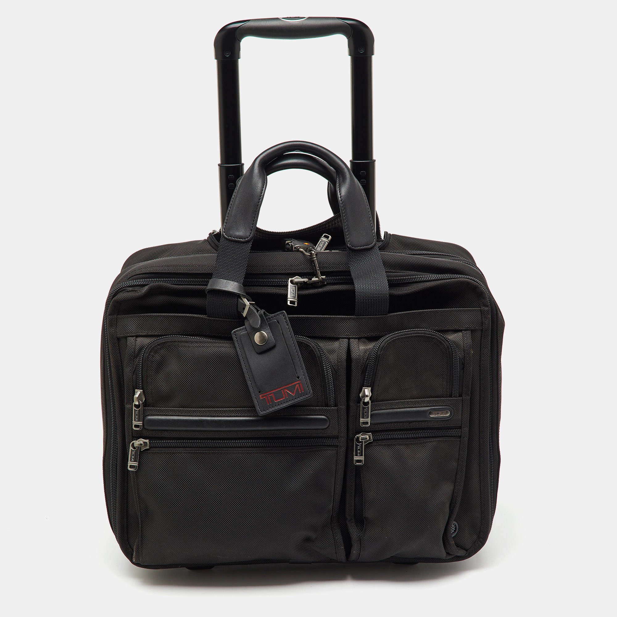 TUMI Black Canvas Alpha Compact Wheeled Brief Trolley