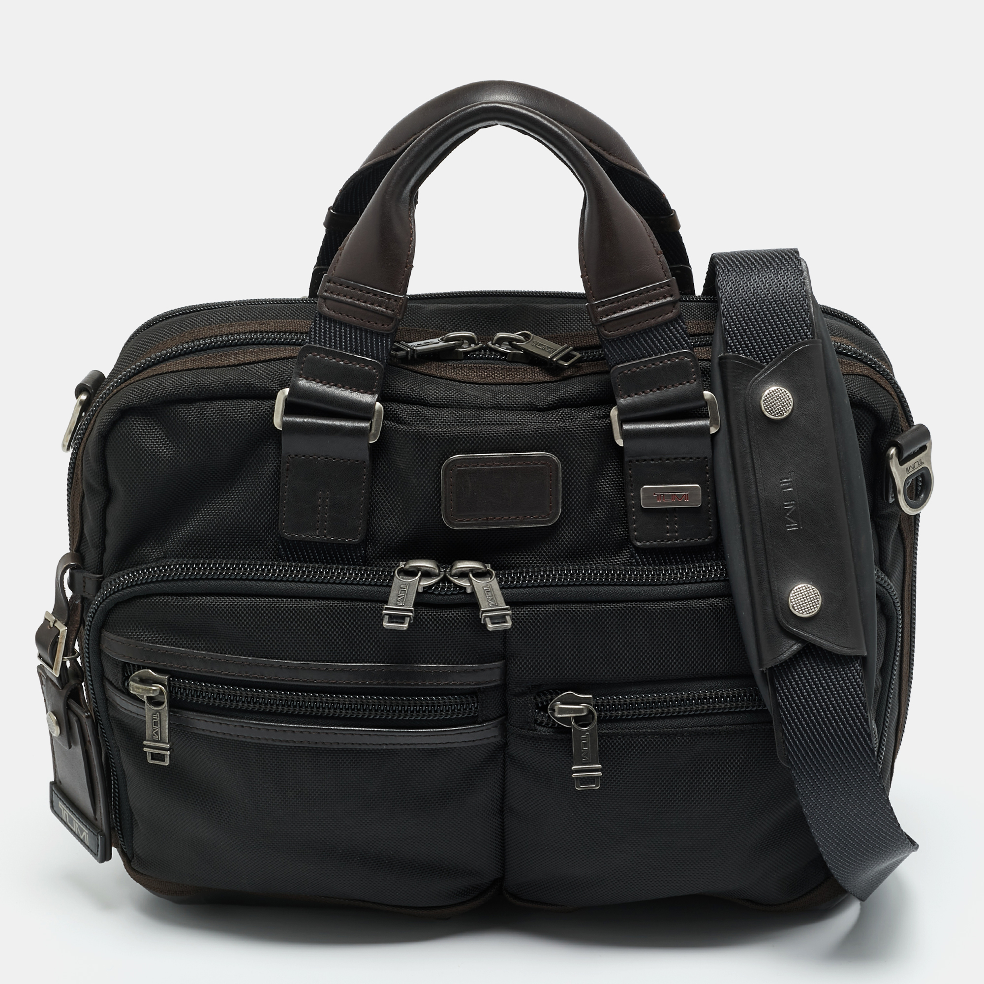 

TUMI Black/Brown Nylon Alpha Bravo Andersen Slim Commuter Briefcase