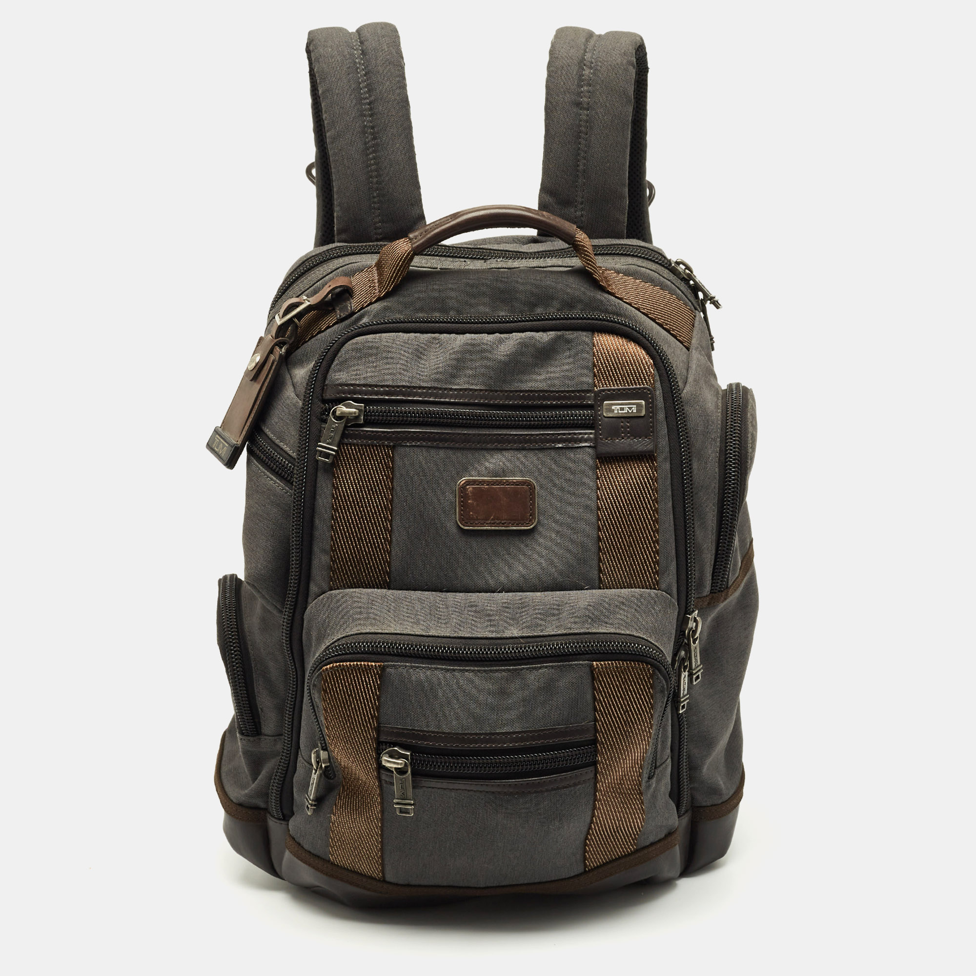

TUMI Grey/Brown Canvas Alpha Bravo Kingsville Deluxe Backpack
