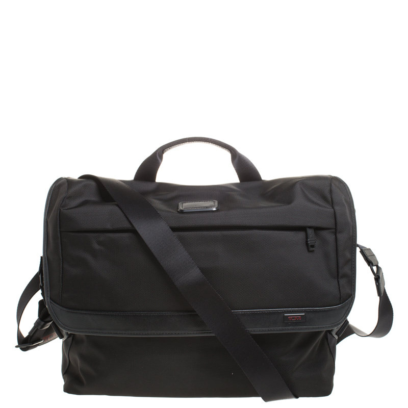 Pre Owned Tumi Black Nylon Alpha Flap Laptop Bag