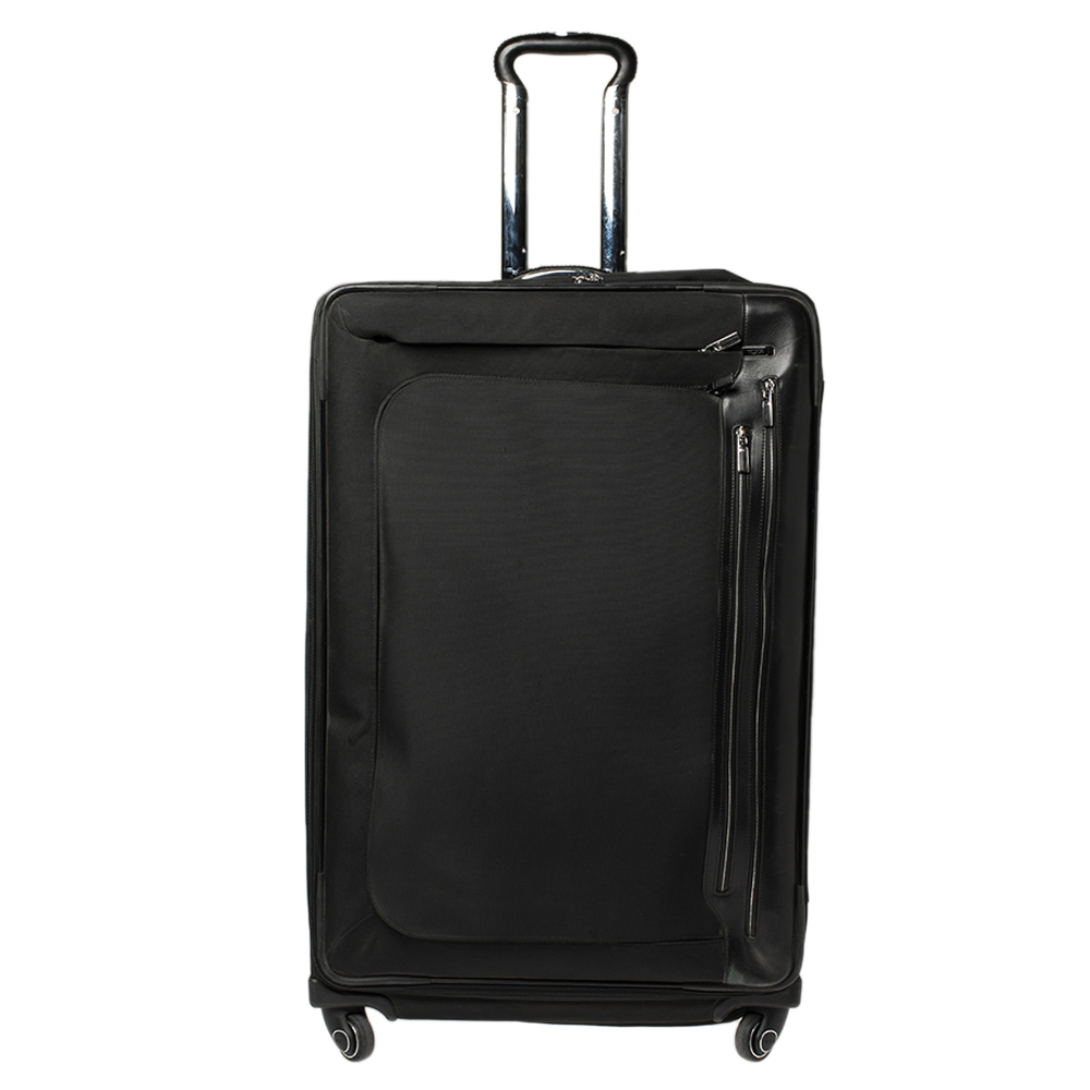 Pre-owned Tumi Black Canvas Arrive Extended Dual Access 4 Wheeled Packing Case Luggage