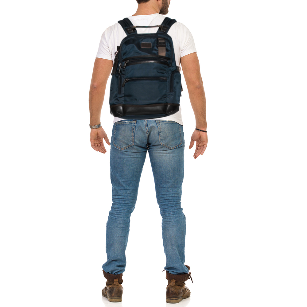 

TUMI Blue/Black Leather And Ballistic Nylon Alpha Bravo Knox Backpack