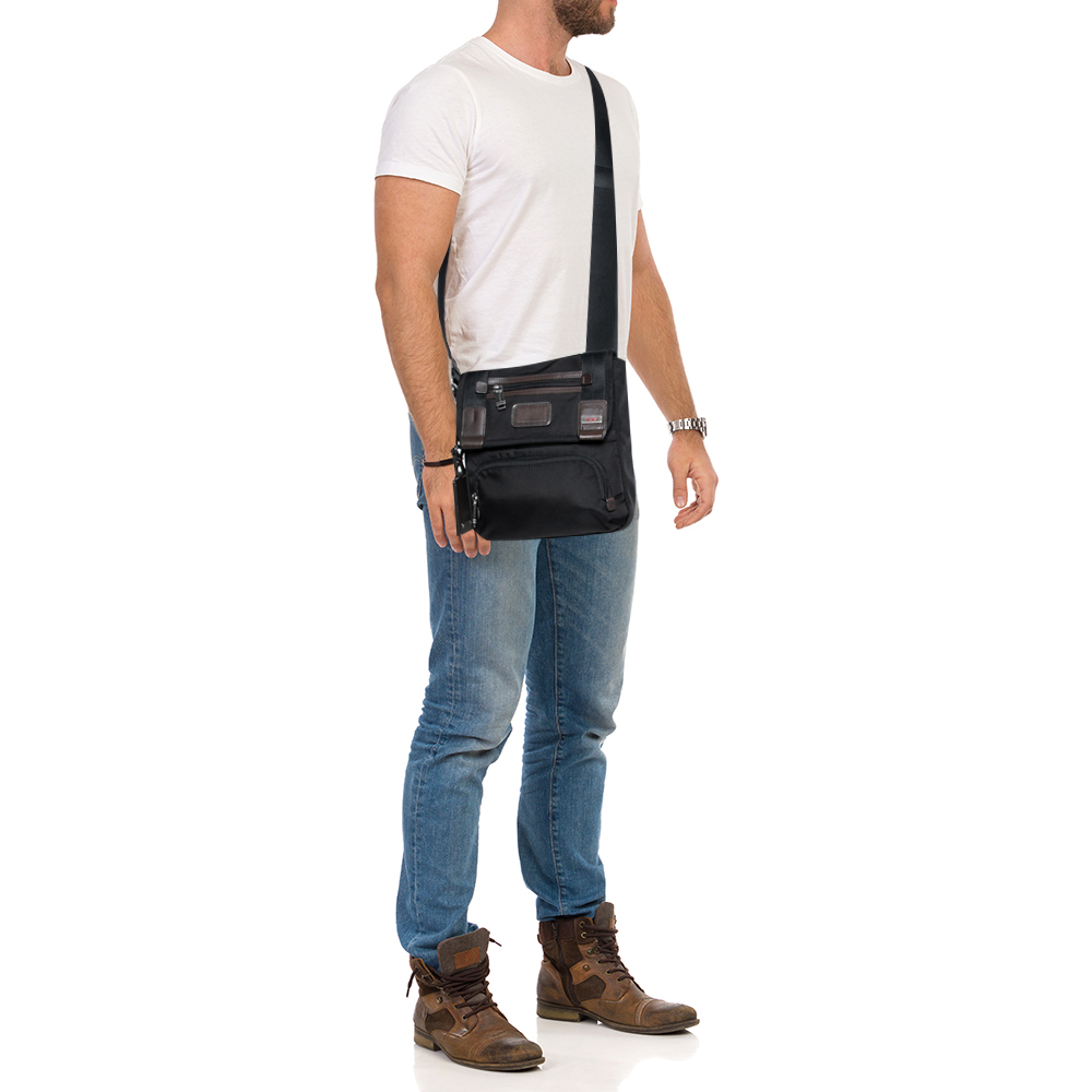 

Tumi Black/Brown Nylon and Leather Alpha Bravo Barstow Messenger Bag