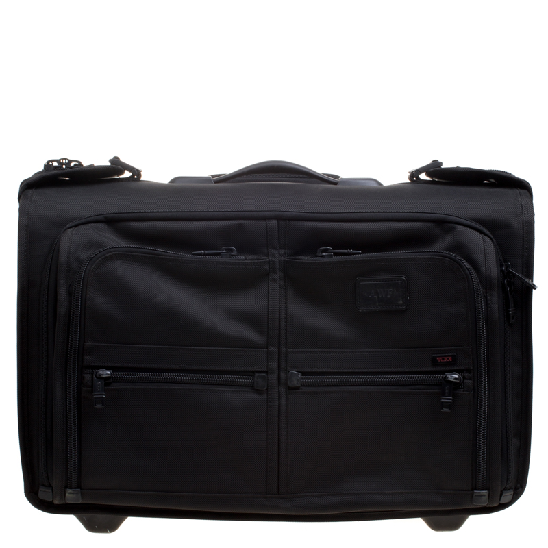 Pre Owned Tumi Black Nylon Carry On Garment Rolling Suitcase