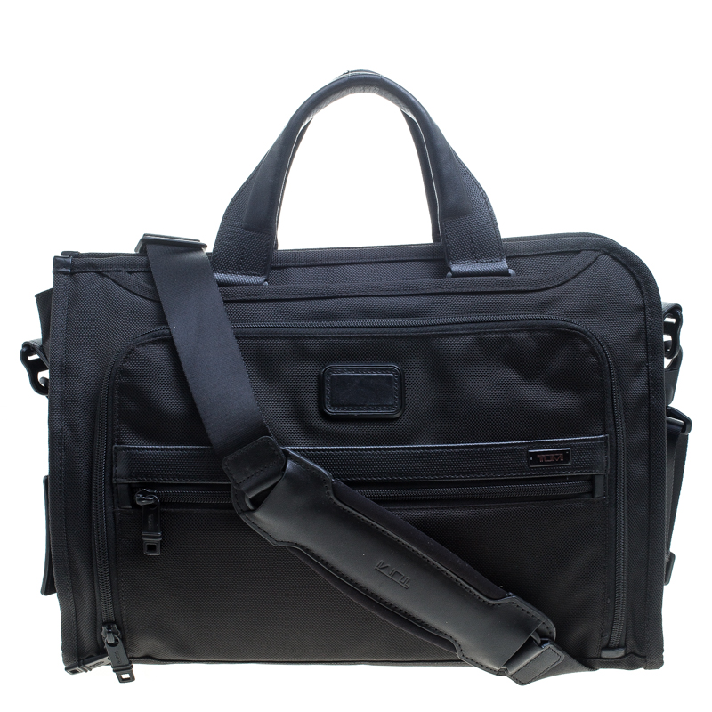 Tumi Black Nylon Alpha 2 Slim Deluxe Portfolio Bag