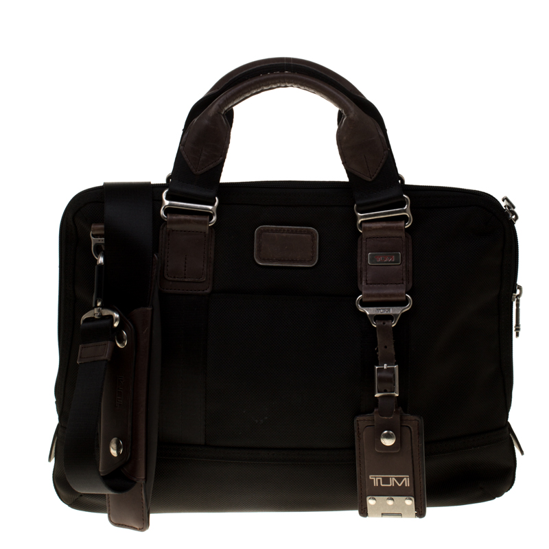 Tumi Black/Brown Fabric and Leather Briefcase