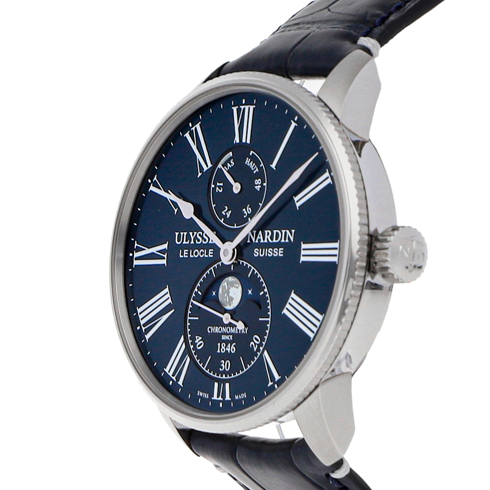 

Ulysse Nardin Blue Stainless Steel Torpilleur Moonphase Limited Edition 1193-310LE-3A-175/1A Men's Wristwatch 42 MM