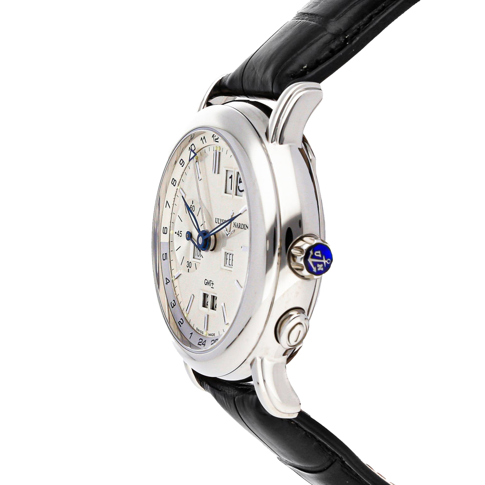 

Ulysse Nardin Silver 18K White Gold GMT +/- Perpetual Calendar 320-22/32 Men's Wristwatch 38 MM