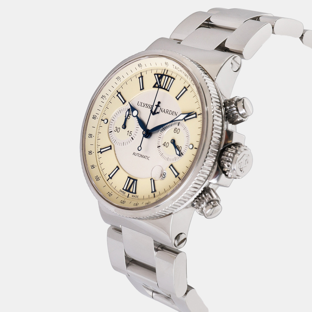 

Ulysse Nardin Ivory Stainless Steel Maxi Marine 353-66/314 Automatic Chronograph Men's Wristwatch 41 mm, White