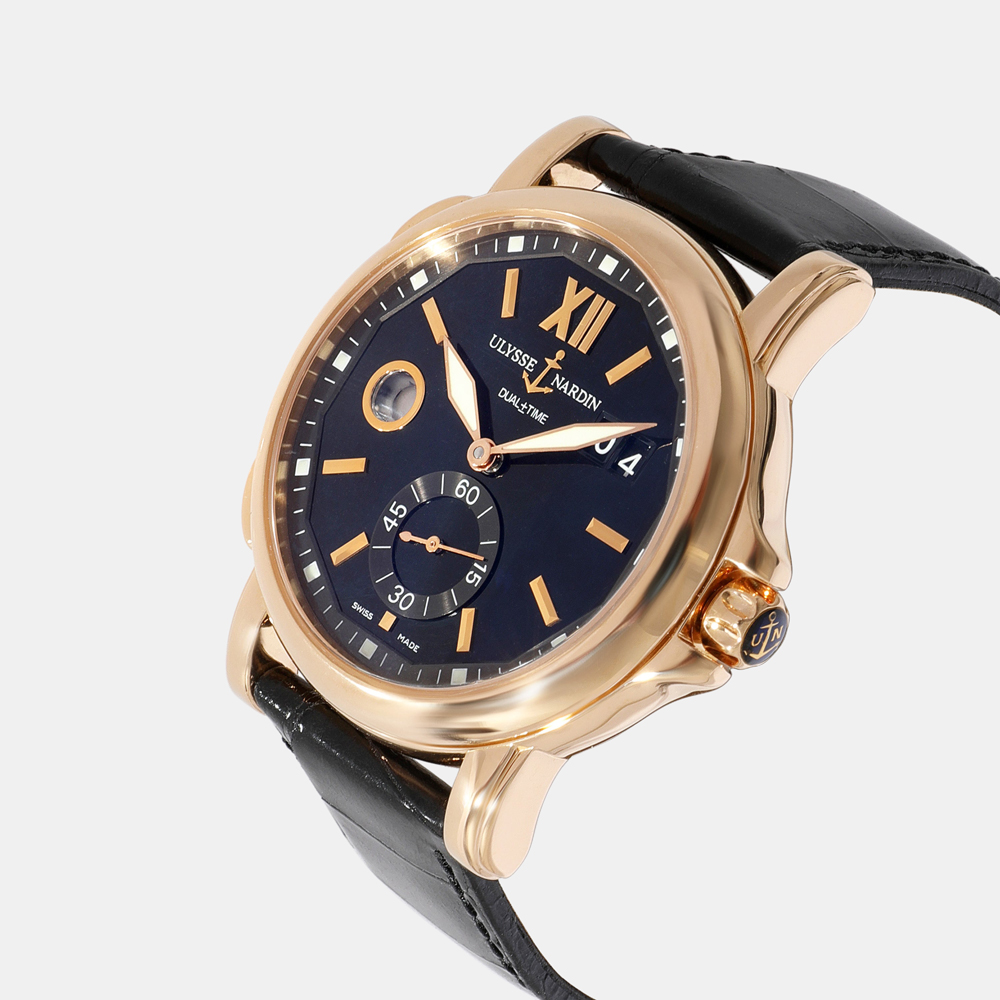 

Ulysse Nardin Black 18K Rose Gold GMT Big -Date 246-55 Automatic Men's Wristwatch 42 mm