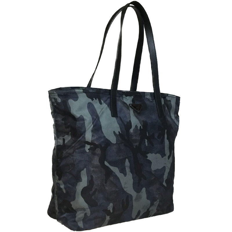 

Prada Black/Blue Nylon Camouflage Tote Bag