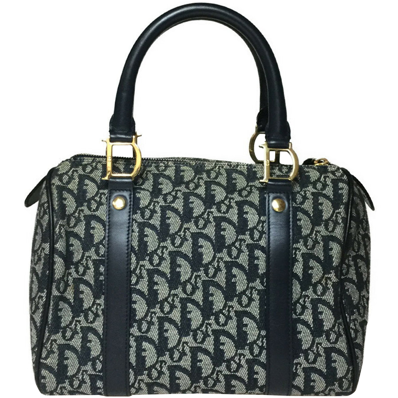 Pre Owned Dior Navy Diorissimo Trotter Small Boston Bag