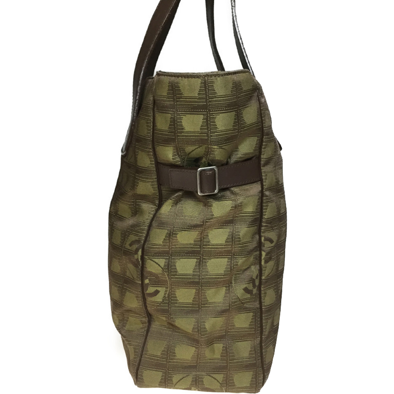 

Chanel Khaki Nylon Travel Line Tote, Brown