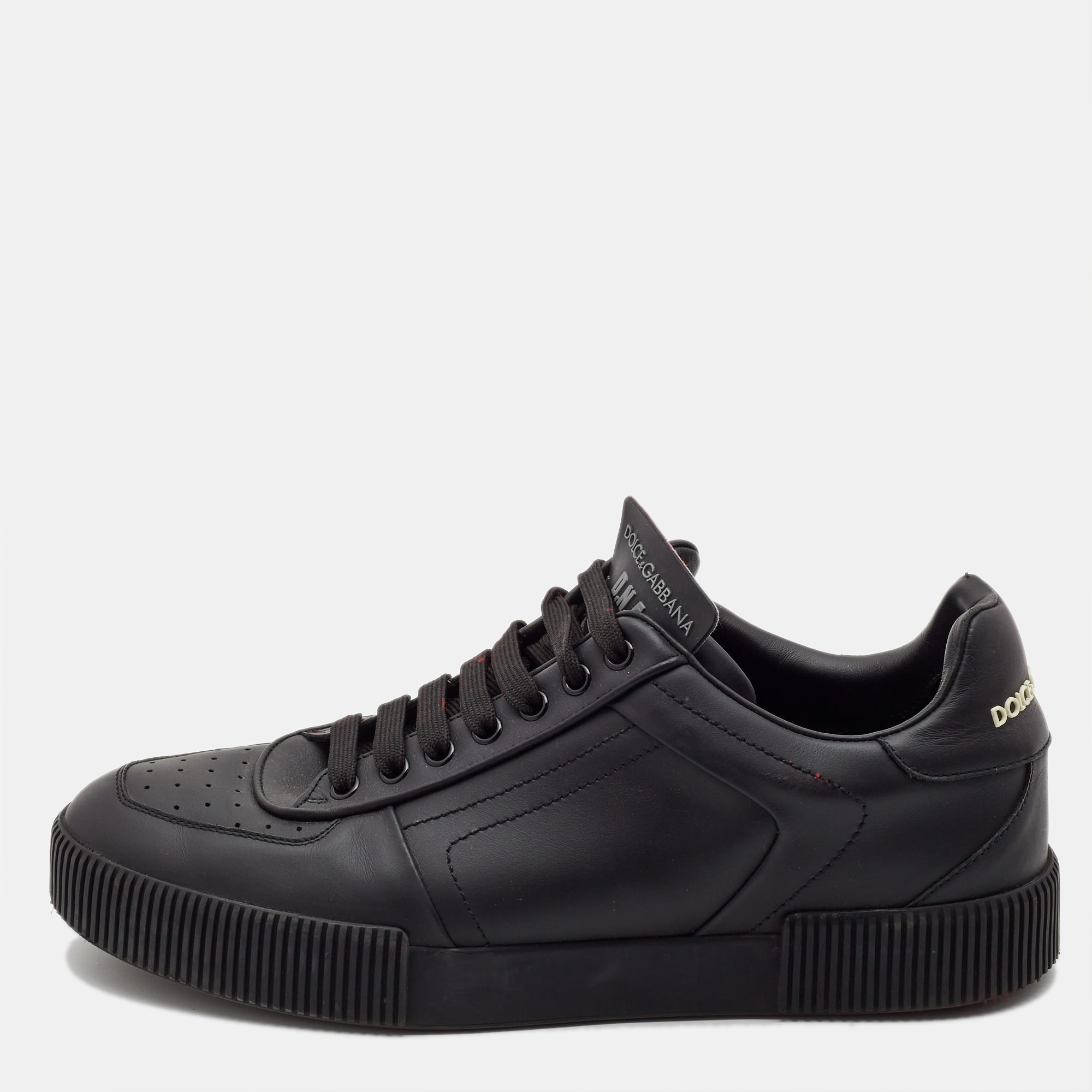 

Dolce & Gabbana Black Leather Miami Logo Trainer Sneakers Size 44