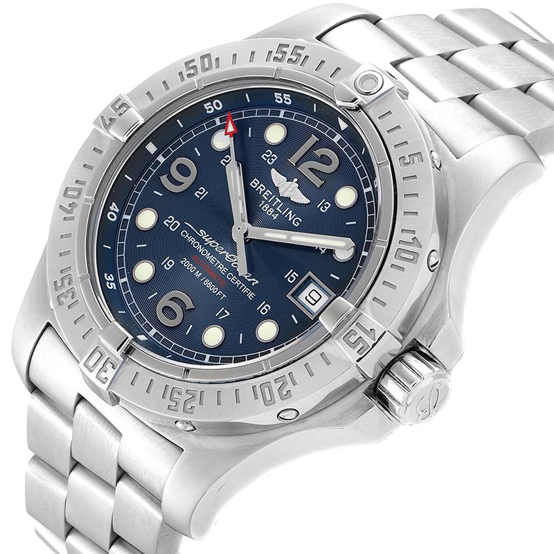 

Breitling Blue Stainless Steel Aeromarine Superocean Steelfish A17390 Men's Wristwatch