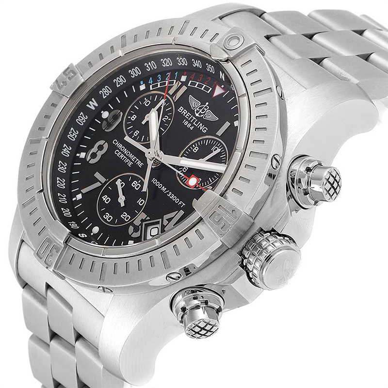 

Breitling Black Stainless Steel Avenger Seawolf A73390 Men's Wristwatch