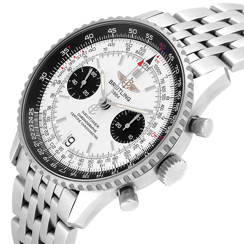 

Breitling White/Black Stainless Steel Navitimer Exemplaires A23330 Men's Wristwatch