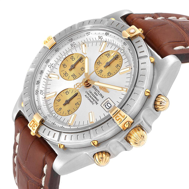 

Breitling Silver Stainless Steel Windrider Cockpit B13355 Men's Wristwatch, Gold