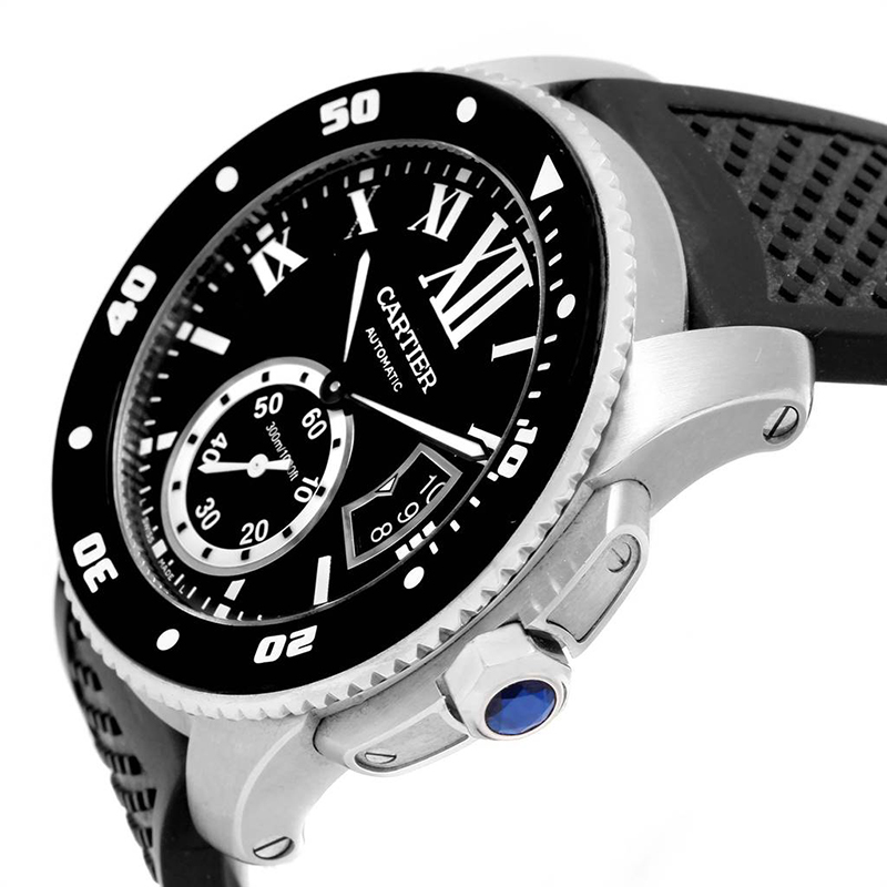 

Cartier Black Stainless Steel Calibre Divers W7100056 Men's Wristwatch