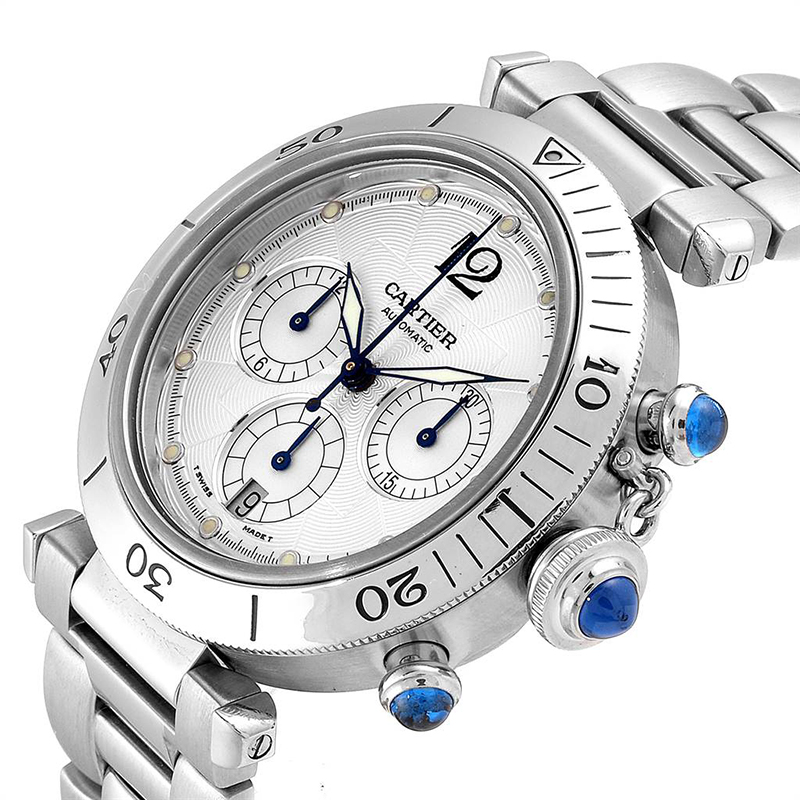 

Cartier Silver Stainless Steel Pasha Seatimer Chronograph W31030H3 Men's Wristwatch