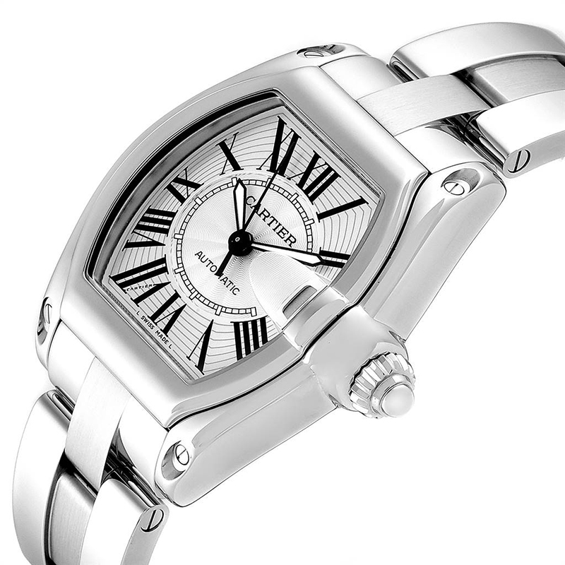 

Cartier Silver Sunray Stainless Steel Roadster W62025V3 Men's Wristwatch