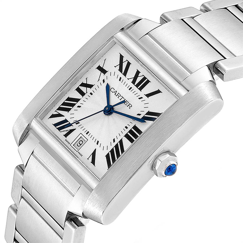 

Cartier Silver Stainless Steel Tank Francaise W51002Q3 Men's Wristwatch