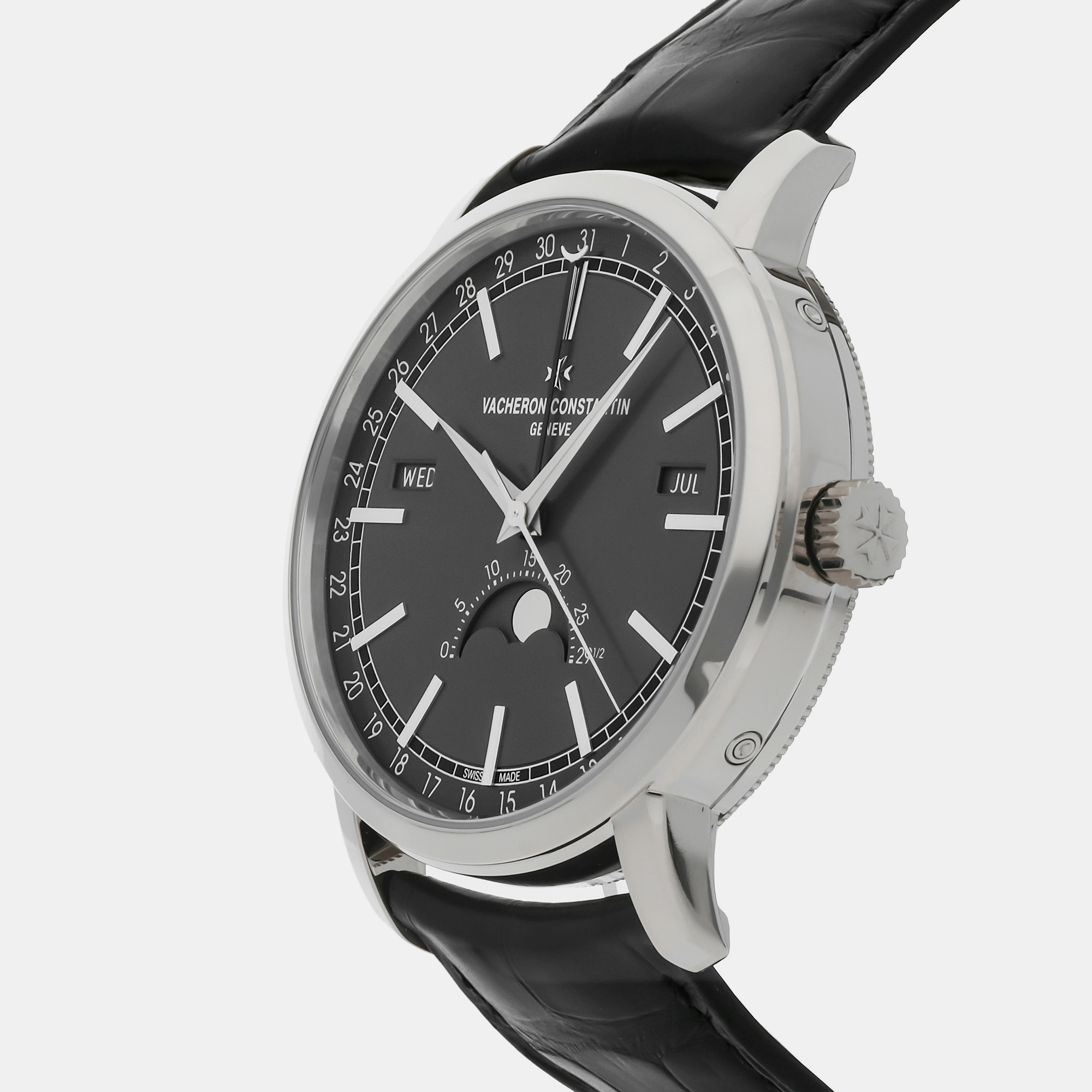 Vacheron Constantin Grey 18k White Gold Traditionnelle Automatic Men`s Wristwatch 41 mm 