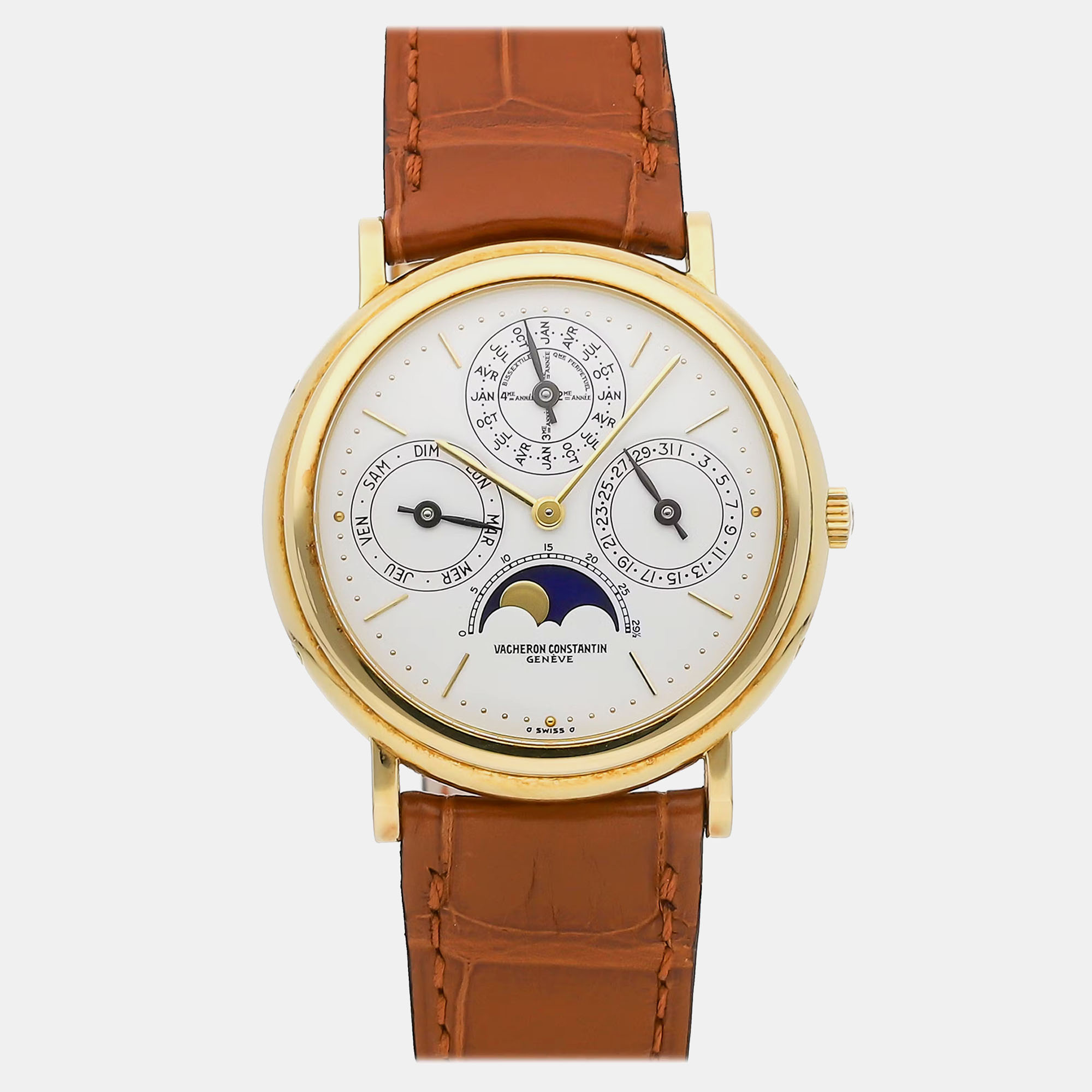 

Vacheron Constantin White 18k Yellow Gold Perpetual Calendar 43031/000J-0223 Automatic Men's Wristwatch 36 mm