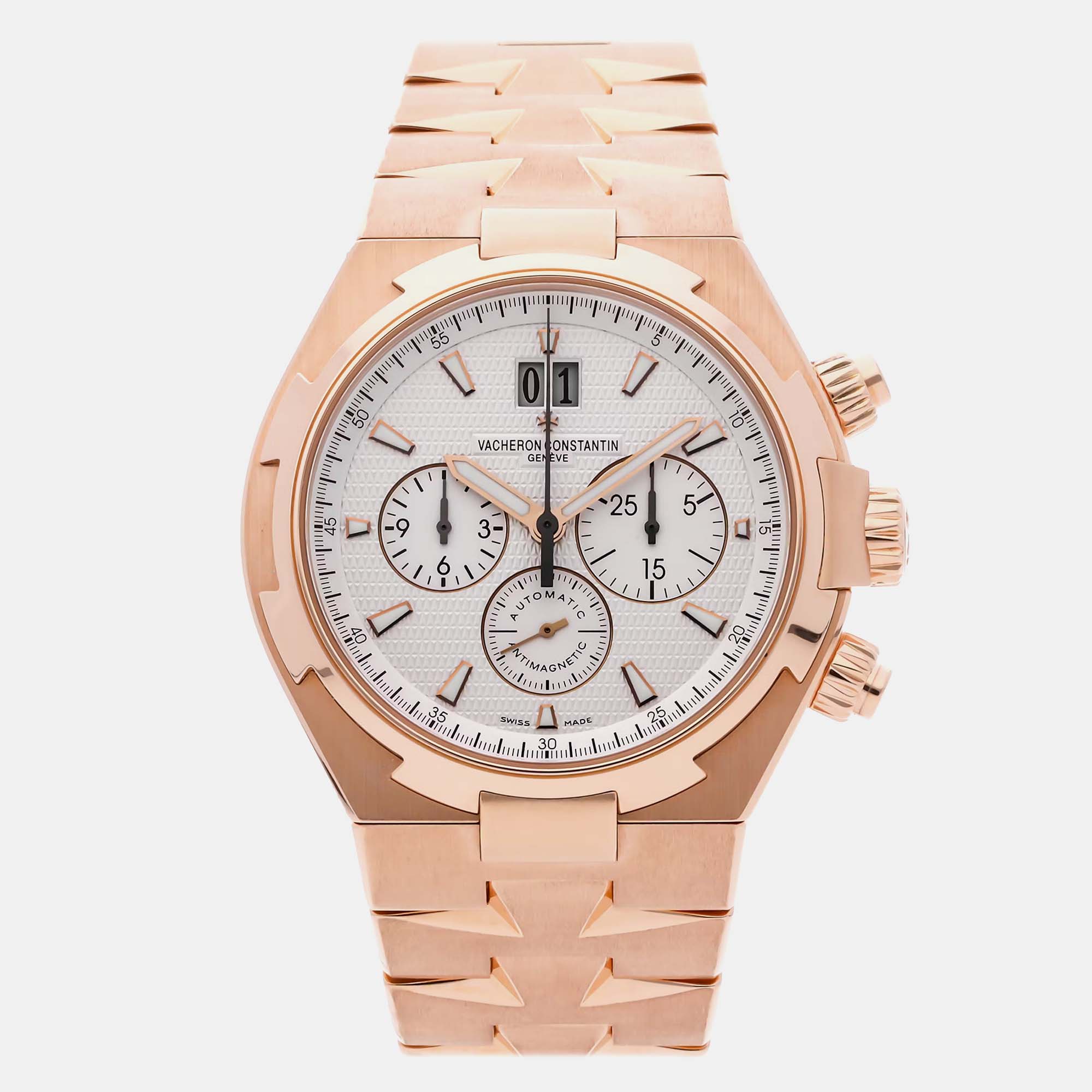 Vacheron Constantin Overseas Chronograph 49150/B01R-9454 Automatic Rose Gold Silver Dial Men’s Wristwatch 42mm