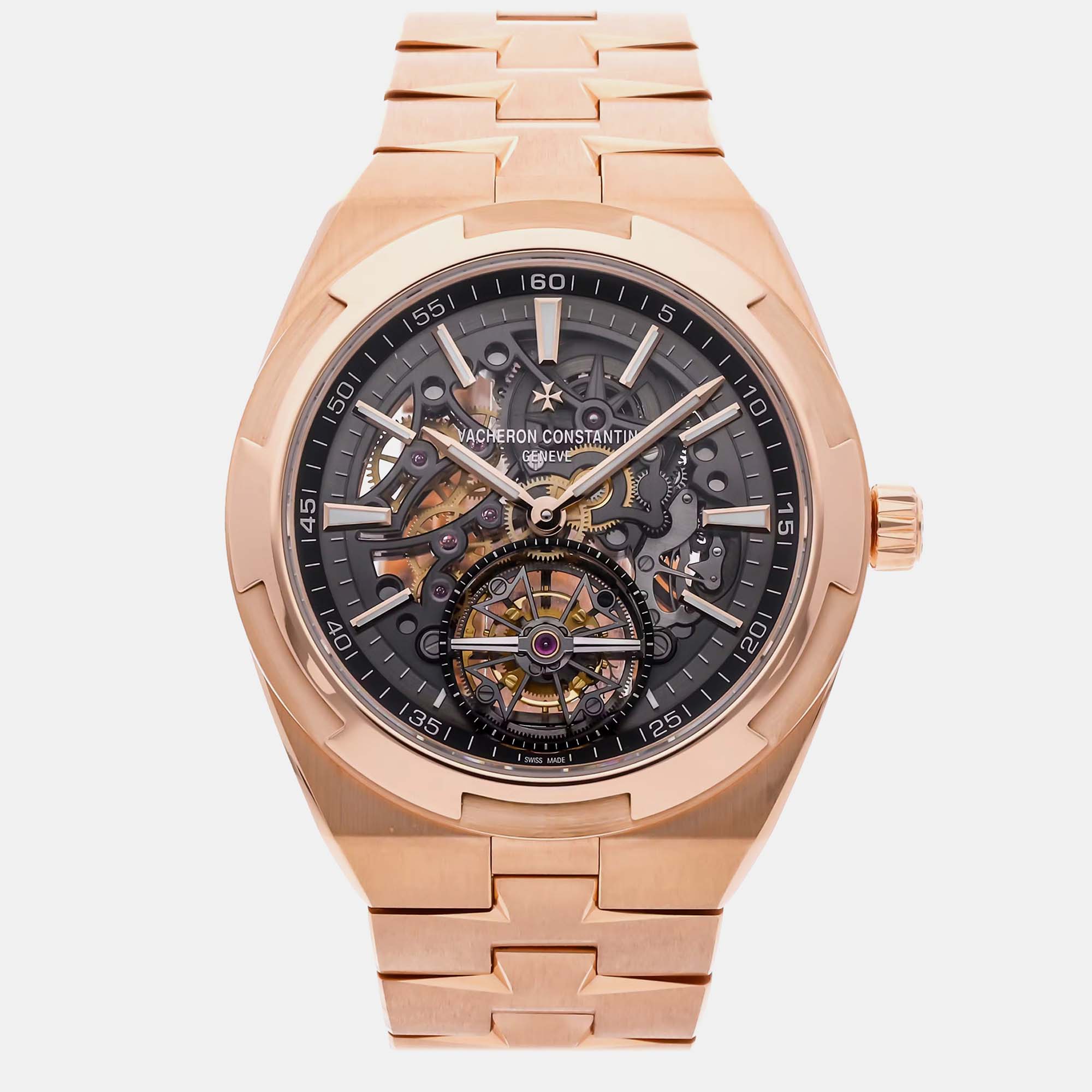 

Vacheron Constantin Overseas Tourbillon 6000V/110R-B934 Automatic Rose Gold Blue Dial Men's Wristwatch 42.5mm, Black