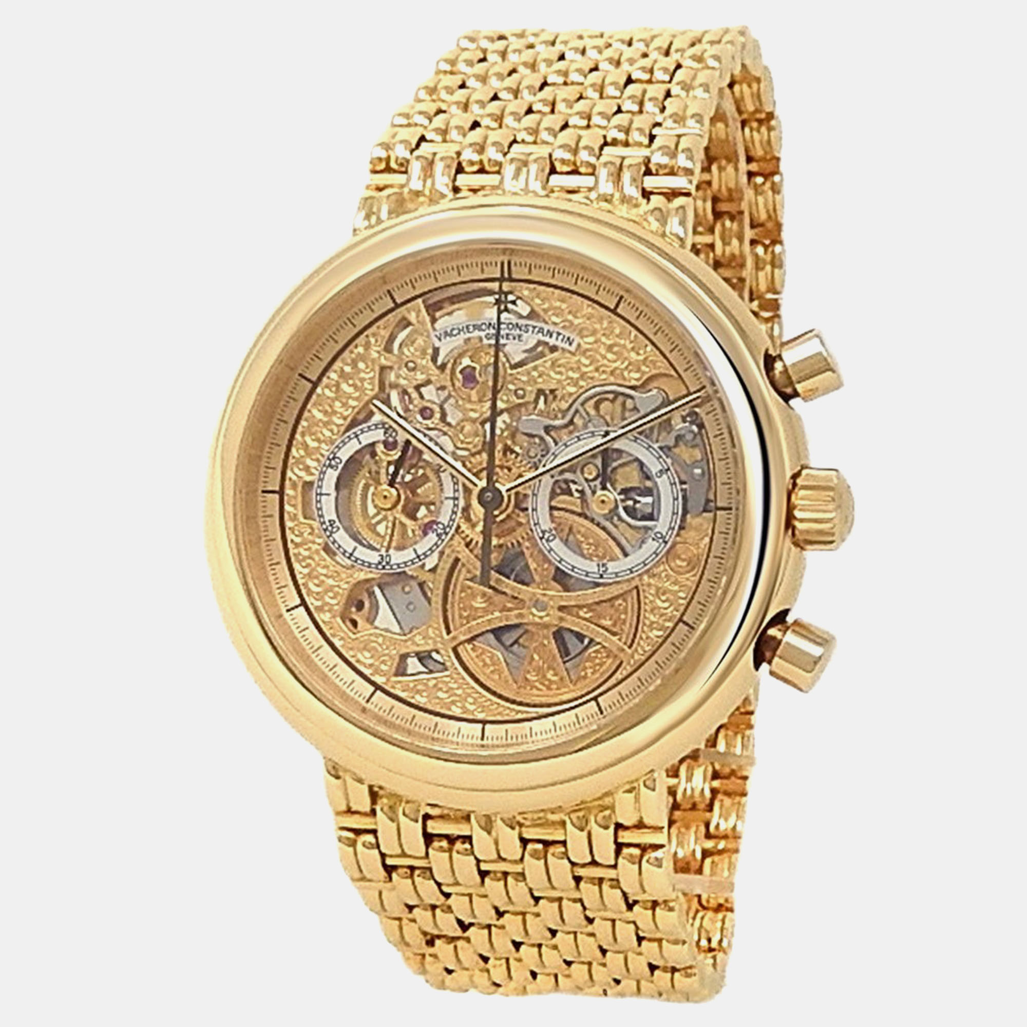 

Vacheron Constantin Patrimony 47100/236J-3 Manual Winding Skeleton 18K Yellow Gold Men’s Wristwatch 38 mm, Transparent